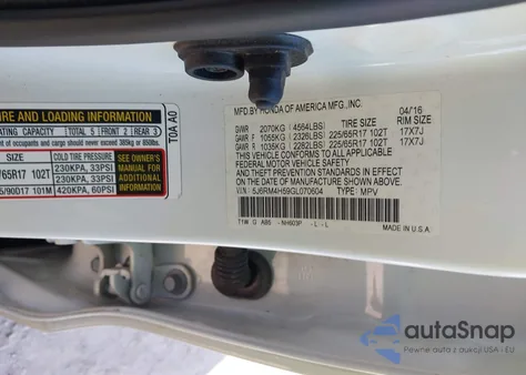 2016 Honda Cr-V Ex из США, поврежденный, VIN 5J6RM4H59GL070604